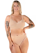 3-Pack Wire-Free Nursing Bras with Cushioned Wide Straps, Drop Cups, Floral Lace and Adjustable Support
