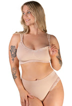 3-Pack Wire-Free Nursing Bras with Cushioned Wide Straps, Drop Cups, Floral Lace and Adjustable Support