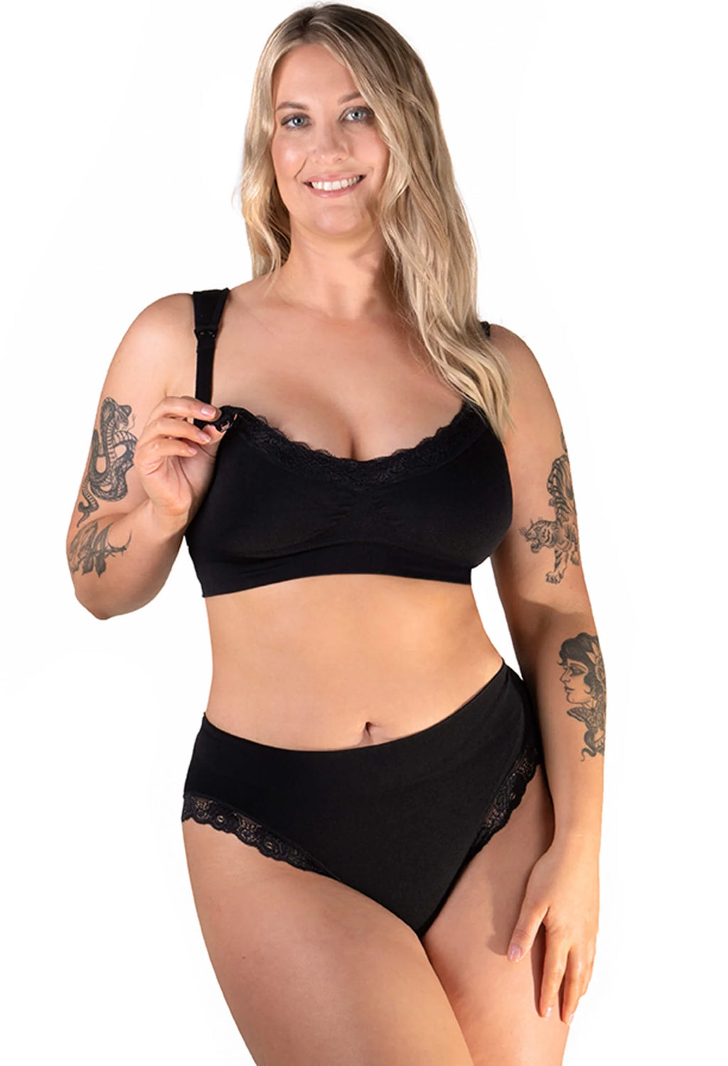 3-Pack Wire-Free Nursing Bras with Cushioned Wide Straps, Drop Cups, Floral Lace and Adjustable Support