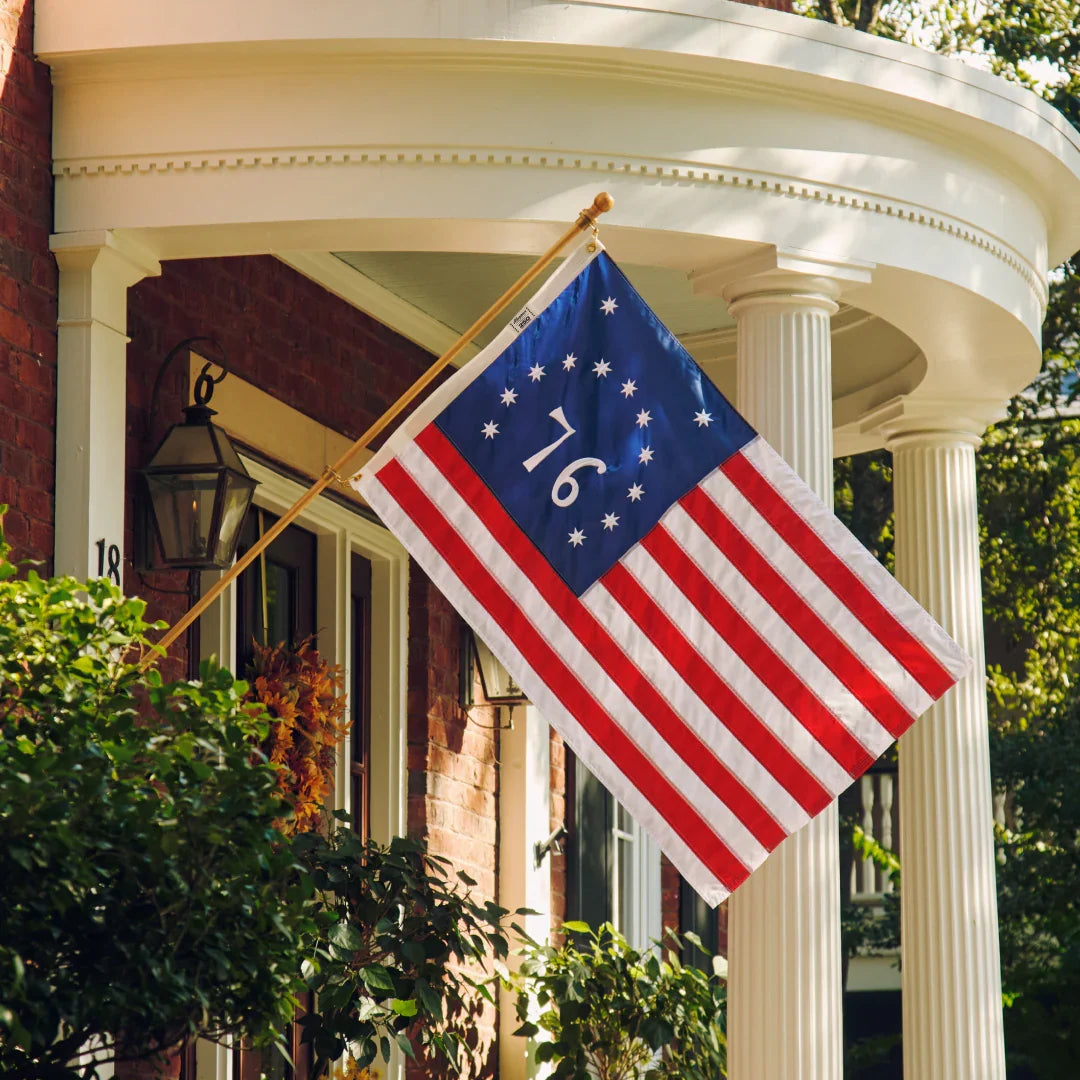 3 x 5 American Flag Set with Embroidered Star Field, Durable Nylon Fabric and Commemorative 250th Patch