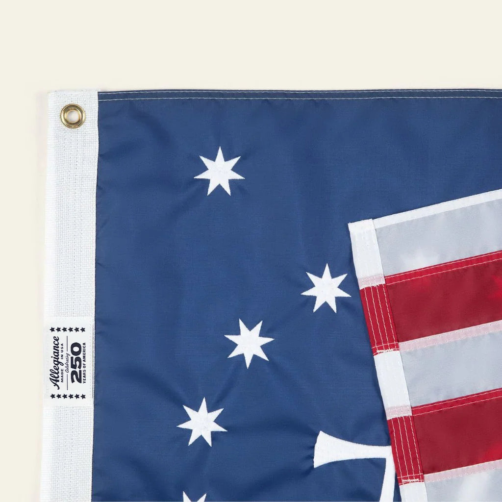 3 x 5 American Flag Set with Embroidered Star Field, Durable Nylon Fabric and Commemorative 250th Patch