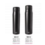 30oz Stainless Steel Water Bottle with Covered Straw, Locking Lid, Loop Handle and Soft Silicone Base