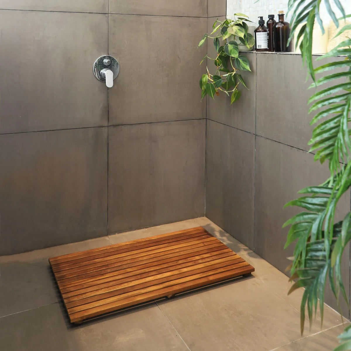 31.4 x 19.6 Inch Slatted Teak Shower and Bath Mat