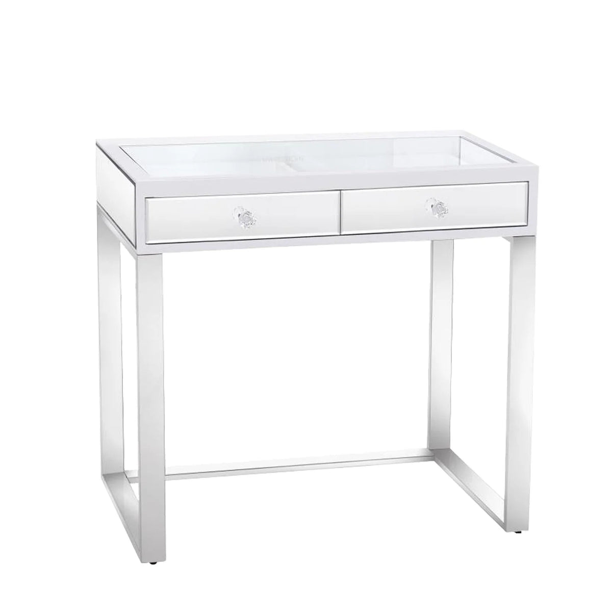 31.5-Inch Vanity Table, White Mirrored