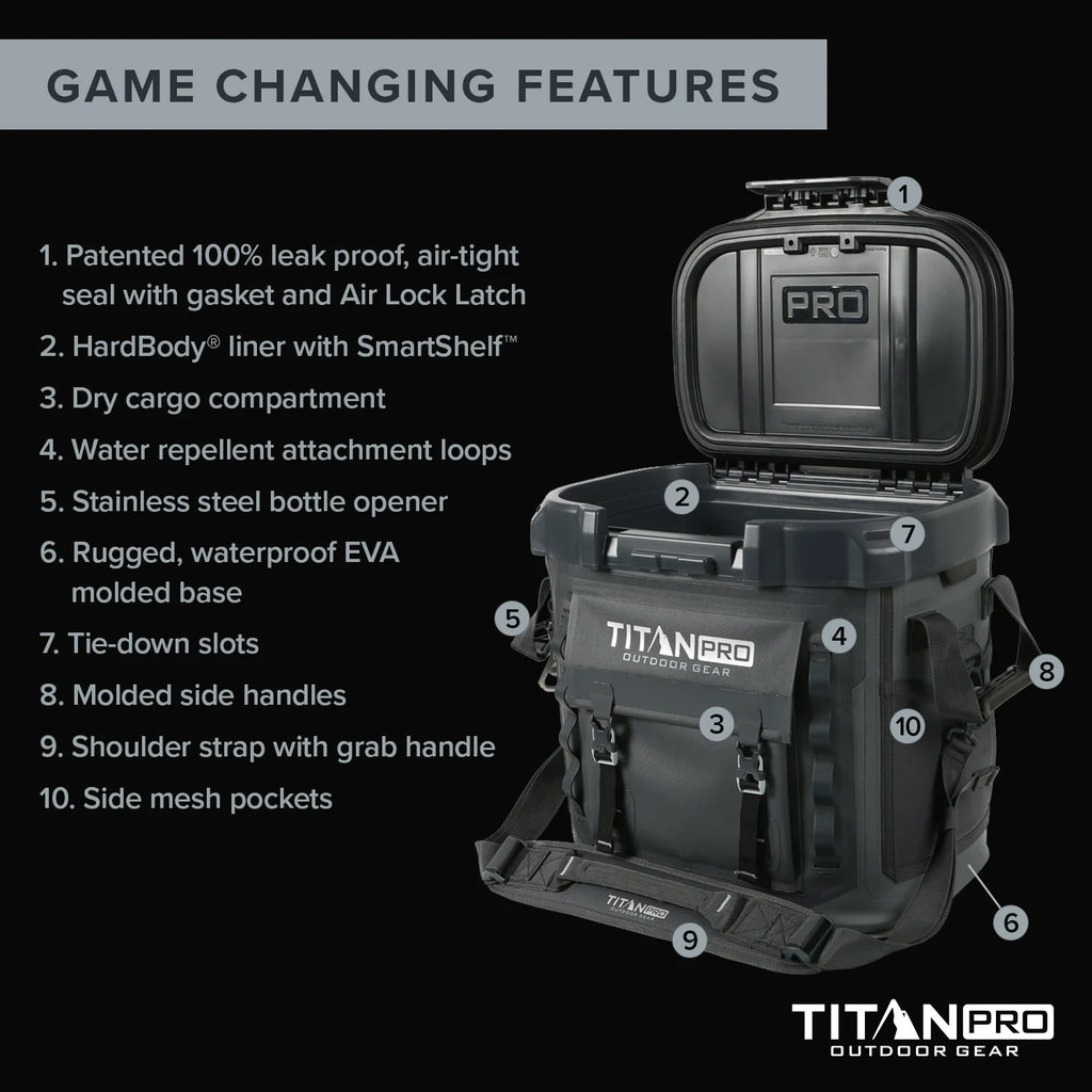 36 Can High Performance Welded Cooler with Leak Proof Seal, SmartShelf, Tie Down Slots and Adjustable Carry Strap