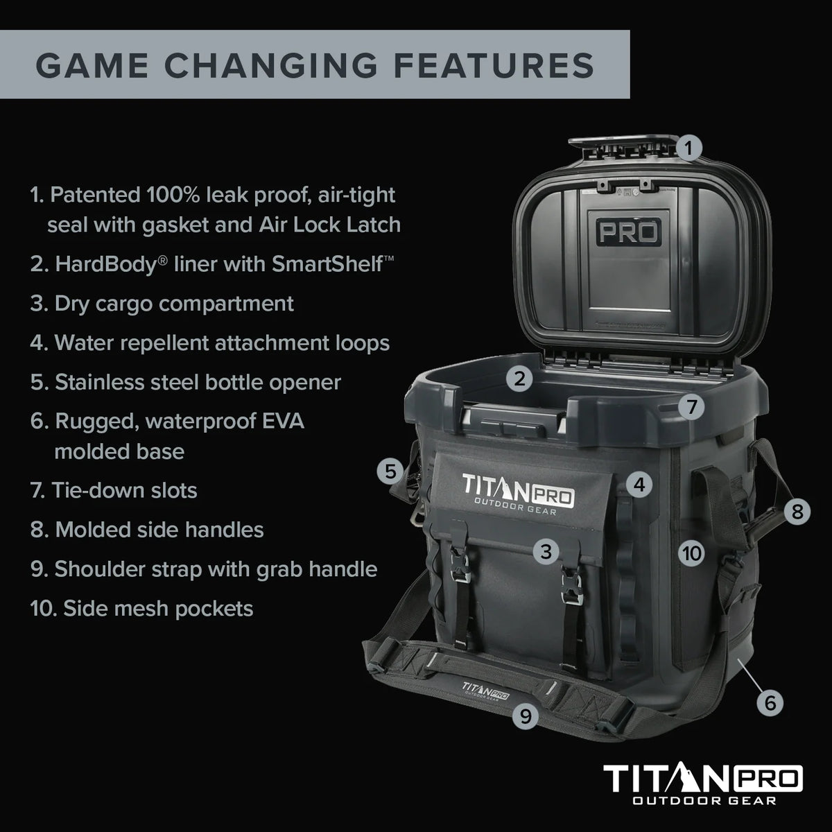 36 Can High Performance Welded Cooler with Leak Proof Seal, SmartShelf, Tie Down Slots and Adjustable Carry Strap