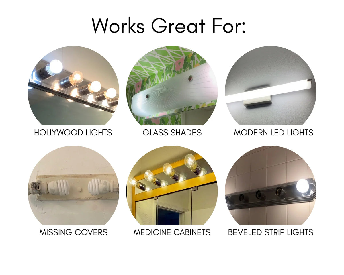 36-Inch Linen Bathroom Light Shade Cover with Adjustable Brackets for Hollywood Vanity Fixtures