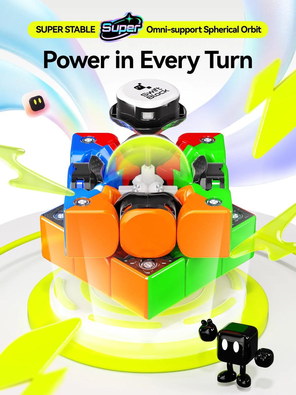 3x3 Magnetic Speed Cube with MagLev Turning and a UV-Coated Stickerless Finish for Solving Practice