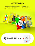 3x3 Magnetic Speed Cube with MagLev Turning and a UV-Coated Stickerless Finish for Solving Practice