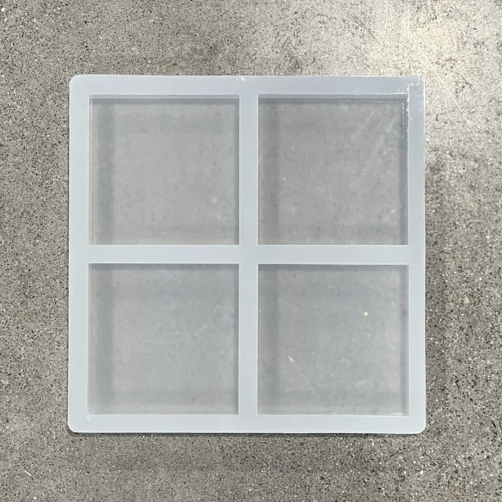 4-Cavity Square Silicone Coaster Mold for Resin and Wood Projects, 4x4x1-Inch Pockets with Polished Interiors
