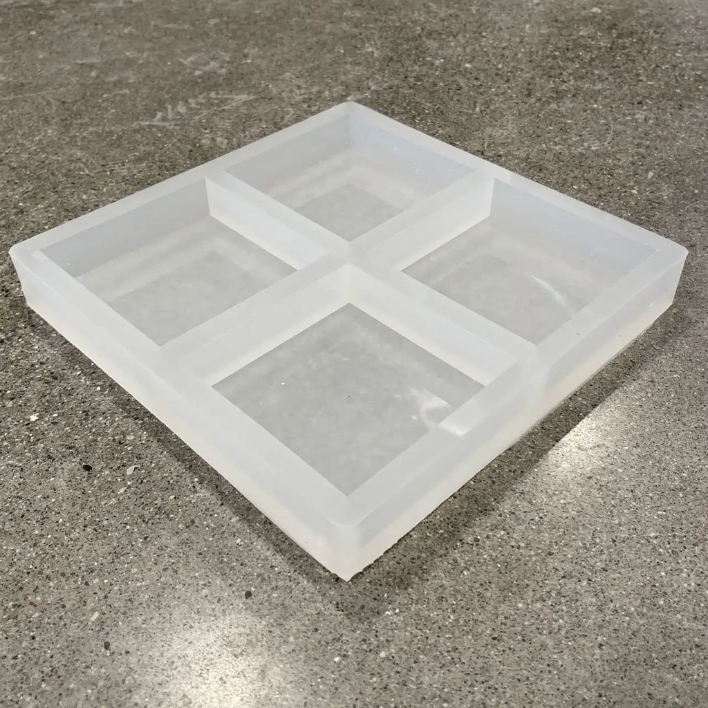 4-Cavity Square Silicone Coaster Mold for Resin and Wood Projects, 4x4x1-Inch Pockets with Polished Interiors