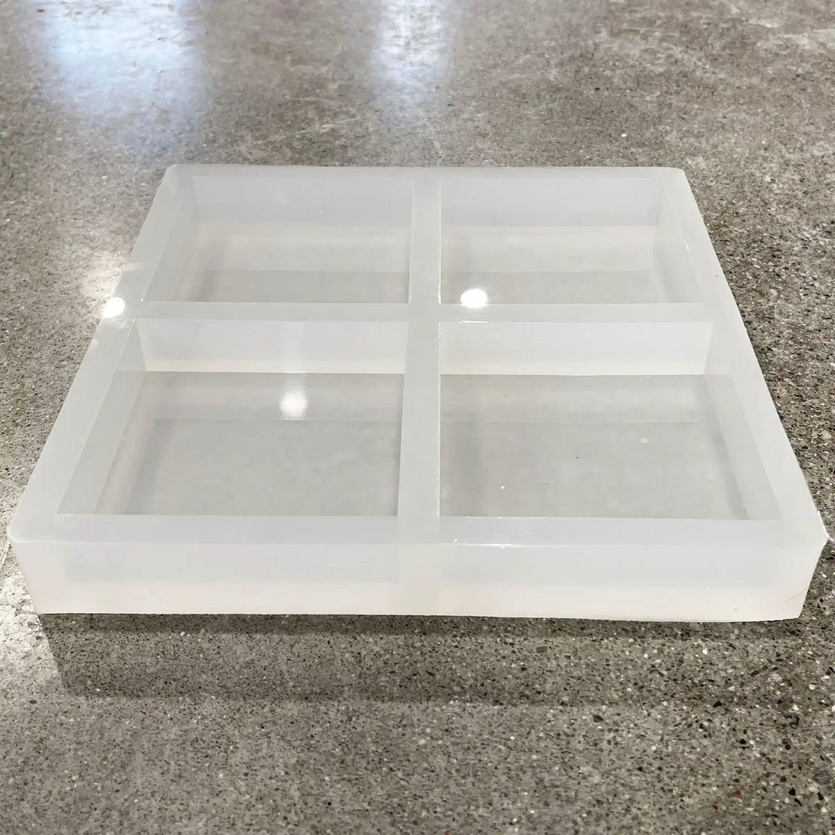 4-Cavity Square Silicone Coaster Mold for Resin and Wood Projects, 4x4x1-Inch Pockets with Polished Interiors