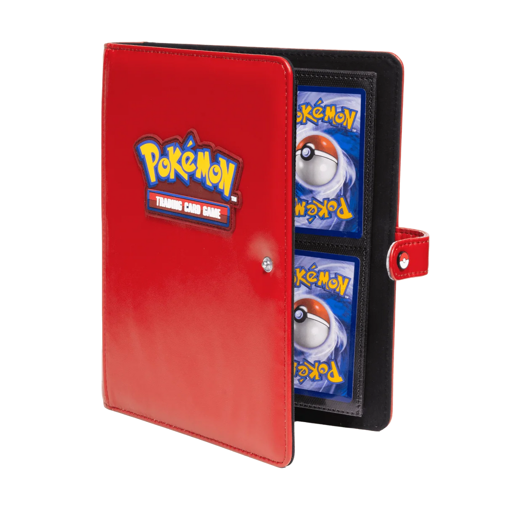 4-Pocket Trading Card Binder with Red Padded Cover, Snap Closure and 160-Card Sleeved Capacity