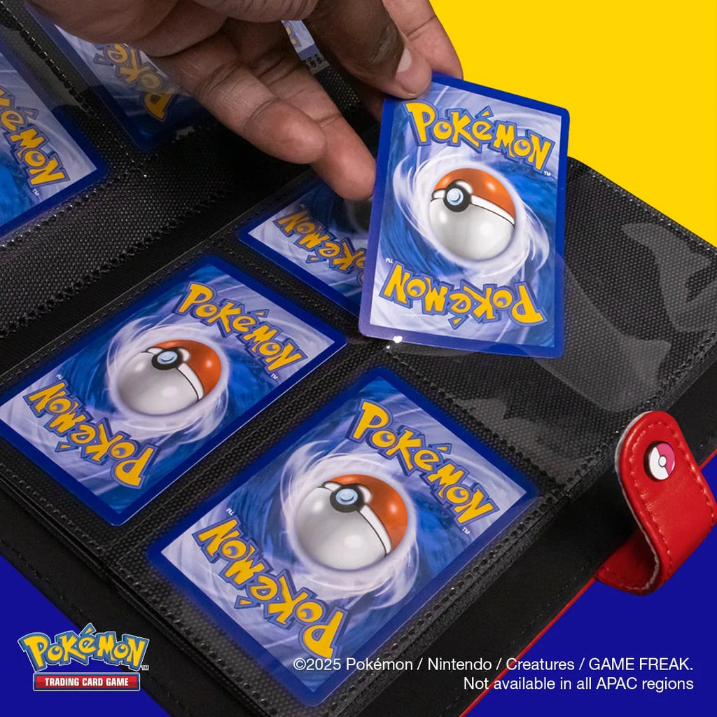 4-Pocket Trading Card Binder with Red Padded Cover, Snap Closure and 160-Card Sleeved Capacity