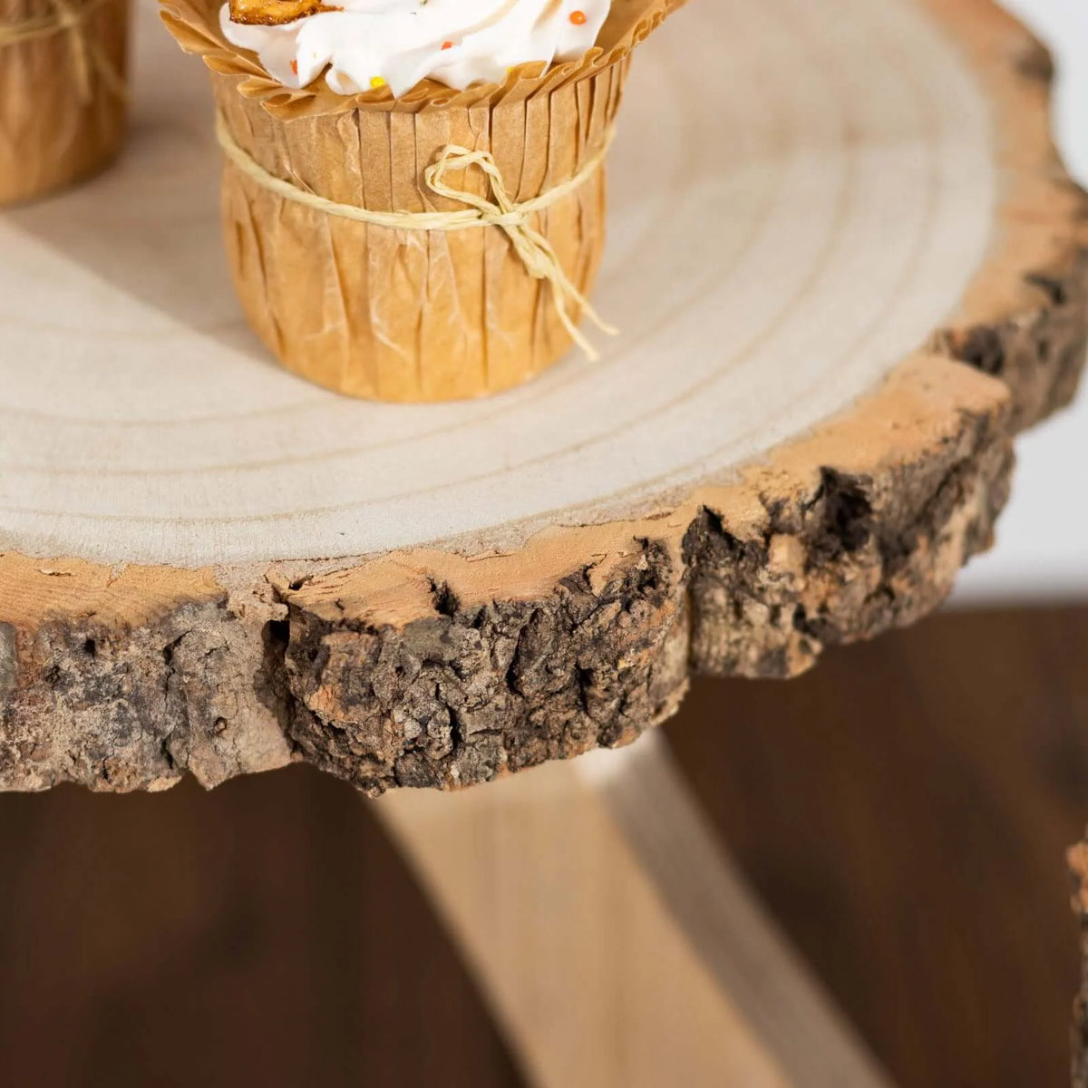 4-Tier Natural Wood Cake Stand for Weddings and Dessert Tables, 15.5-Inch Rustic Round Cupcake Display