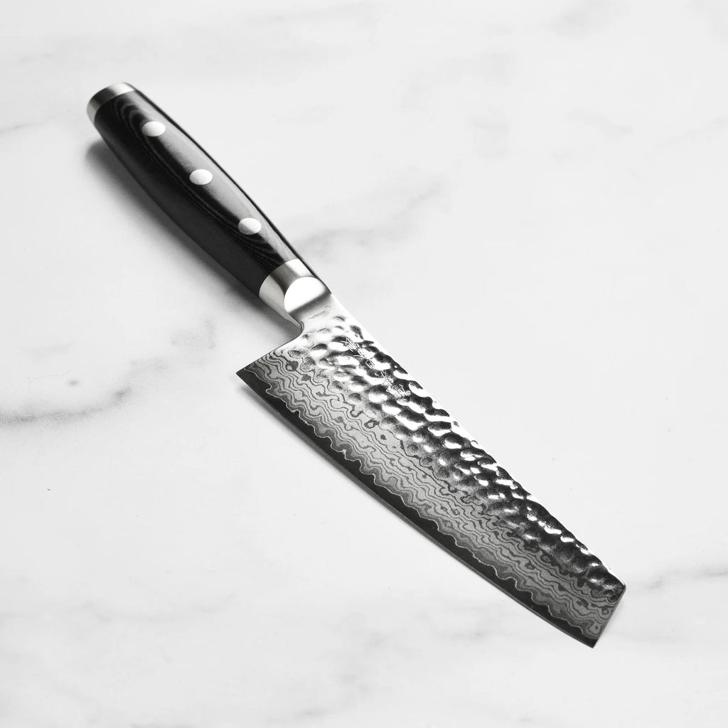 5.5-Inch Japanese Prep Knife with VG-10 Core, 37-Layer Damascus and Hammered Finish · 5.5-inch prep knife format