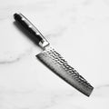 5.5-Inch Japanese Prep Knife with VG-10 Core, 37-Layer Damascus and Hammered Finish · 5.5-inch prep knife format