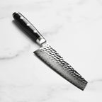 5.5-Inch Japanese Prep Knife with VG-10 Core, 37-Layer Damascus and Hammered Finish · 5.5-inch prep knife format