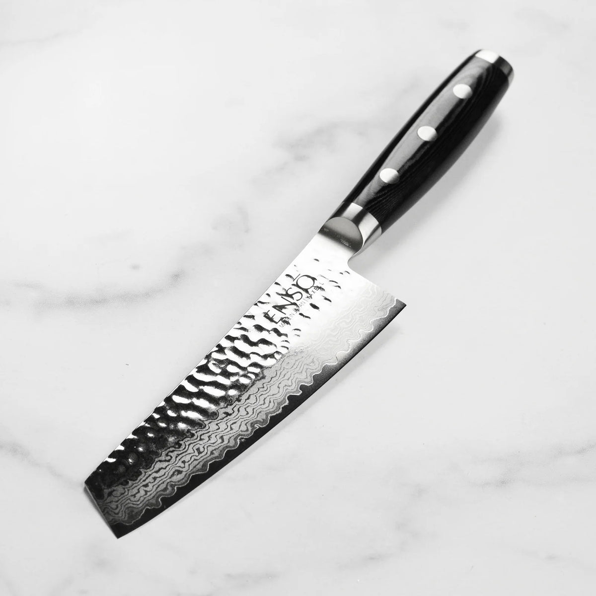 5.5-Inch Japanese Prep Knife with VG-10 Core, 37-Layer Damascus and Hammered Finish · 5.5-inch prep knife format