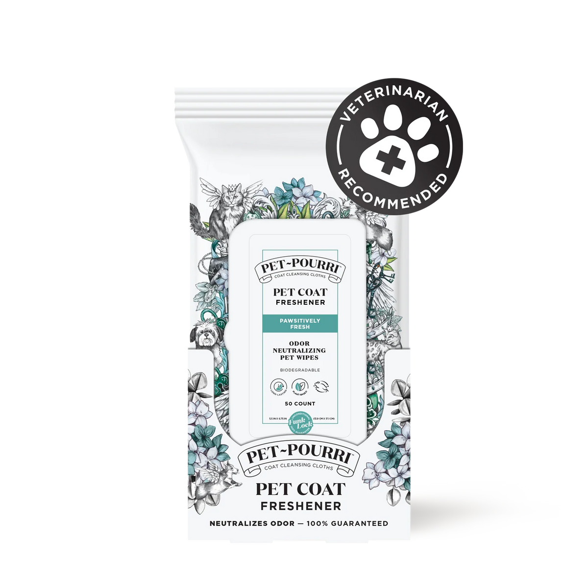 50-Count Deodorizing Pet Wipes, 50CT