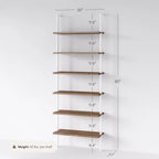 6-Shelf Ladder Bookshelf in Rustic Oak and Matte White