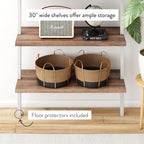 6-Shelf Ladder Bookshelf in Rustic Oak and Matte White