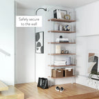 6-Shelf Ladder Bookshelf in Rustic Oak and Matte White