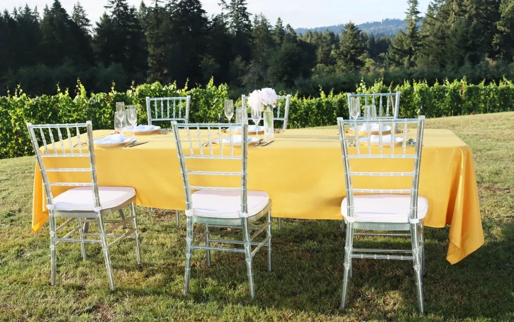 60 x 126 Inch Rectangular Polyester Tablecloth for 8-Foot Banquet Tables in 20 Event Colors