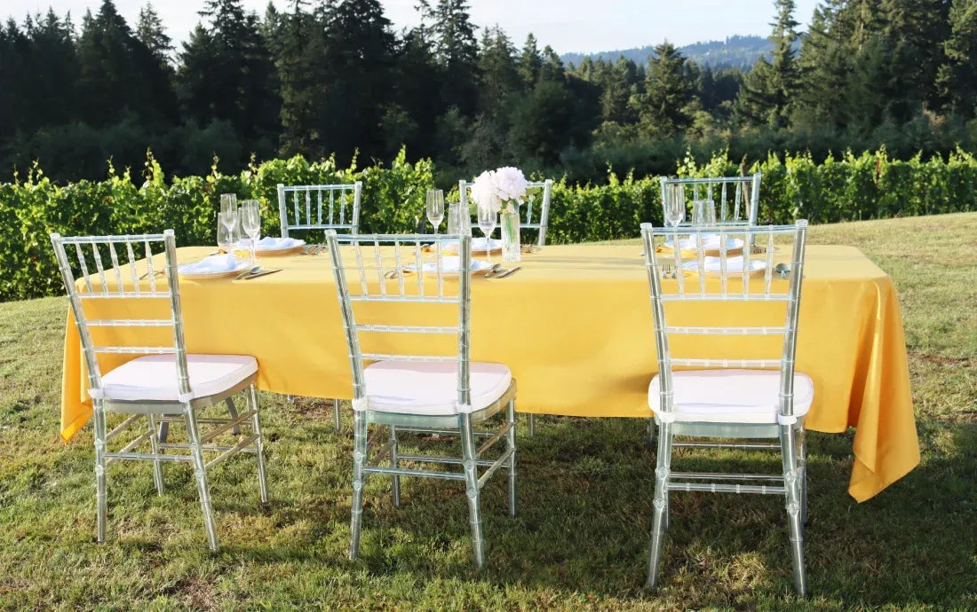 60 x 126 Inch Rectangular Polyester Tablecloth for 8-Foot Banquet Tables in 20 Event Colors