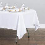 60 x 126 Inch Rectangular Polyester Tablecloth for 8-Foot Banquet Tables in 20 Event Colors — White