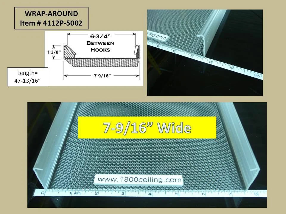 7-9/16-Inch Wide Fluorescent Wraparound Replacement Lens in Clear