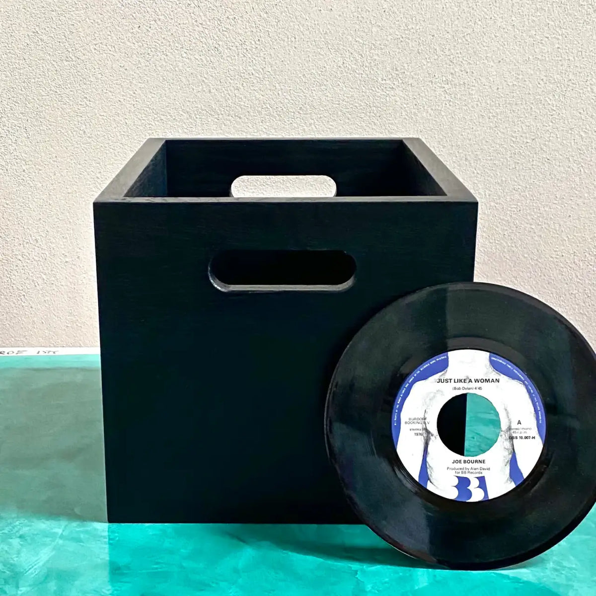 7 Inch Vinyl Storage Box in Oak, 'Black Magic' India Ink and Black