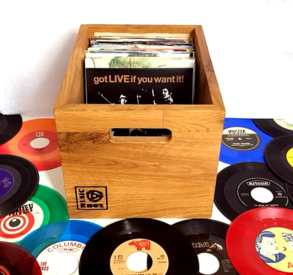 7 Inch Vinyl Storage Box in Oak, Oiled Oak