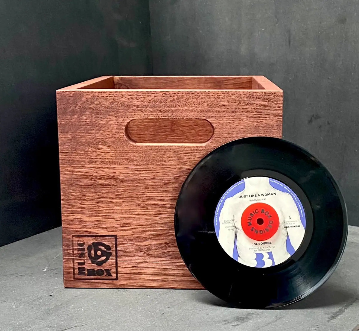 7 Inch Vinyl Storage Box in Oak, 'Whole Lotta Rosewood' tinted Oak