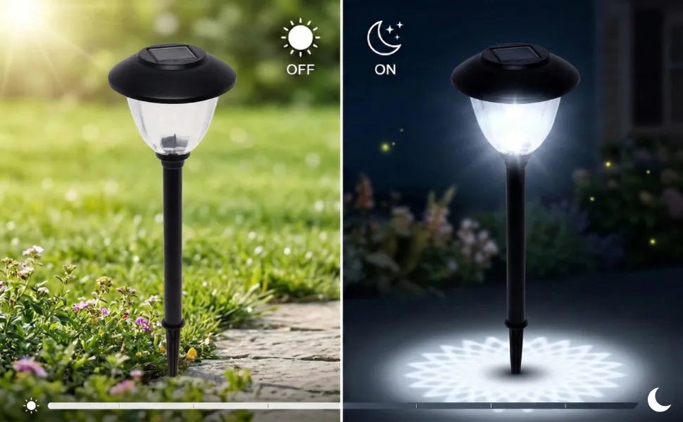 8-Pack Solar Pathway LED Lights in Stainless Steel and Glass