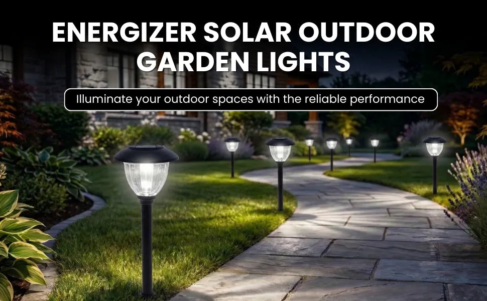 8-Pack Solar Pathway LED Lights in Stainless Steel and Glass