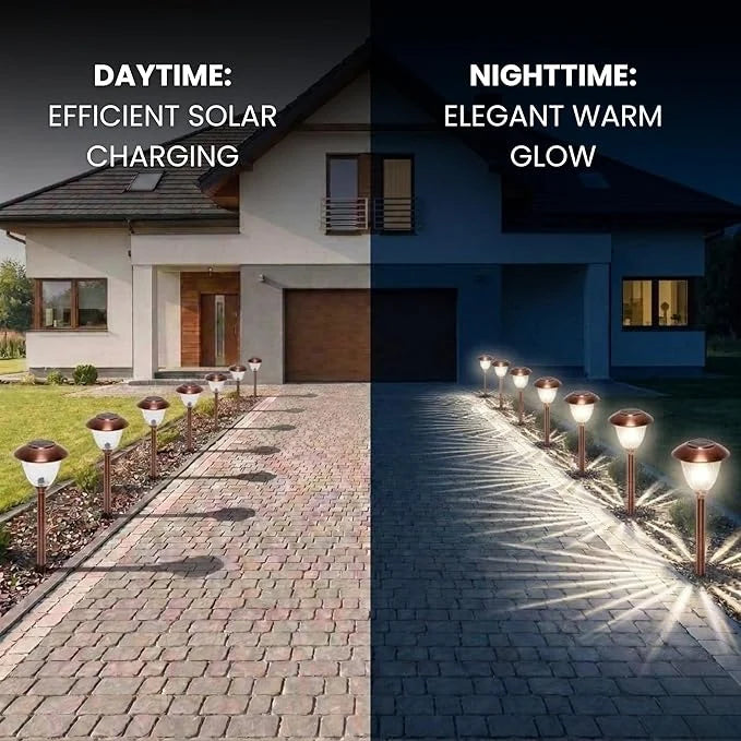 8-Pack Solar Pathway LED Lights in Stainless Steel and Glass