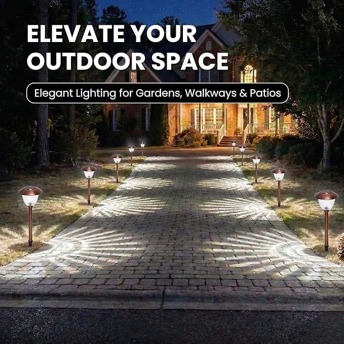 8-Pack Solar Pathway LED Lights in Stainless Steel and Glass