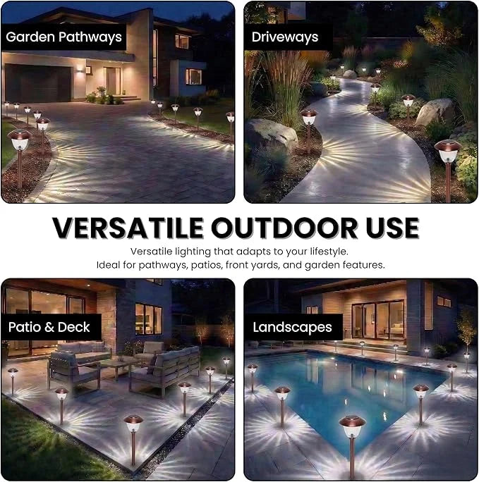 8-Pack Solar Pathway LED Lights in Stainless Steel and Glass