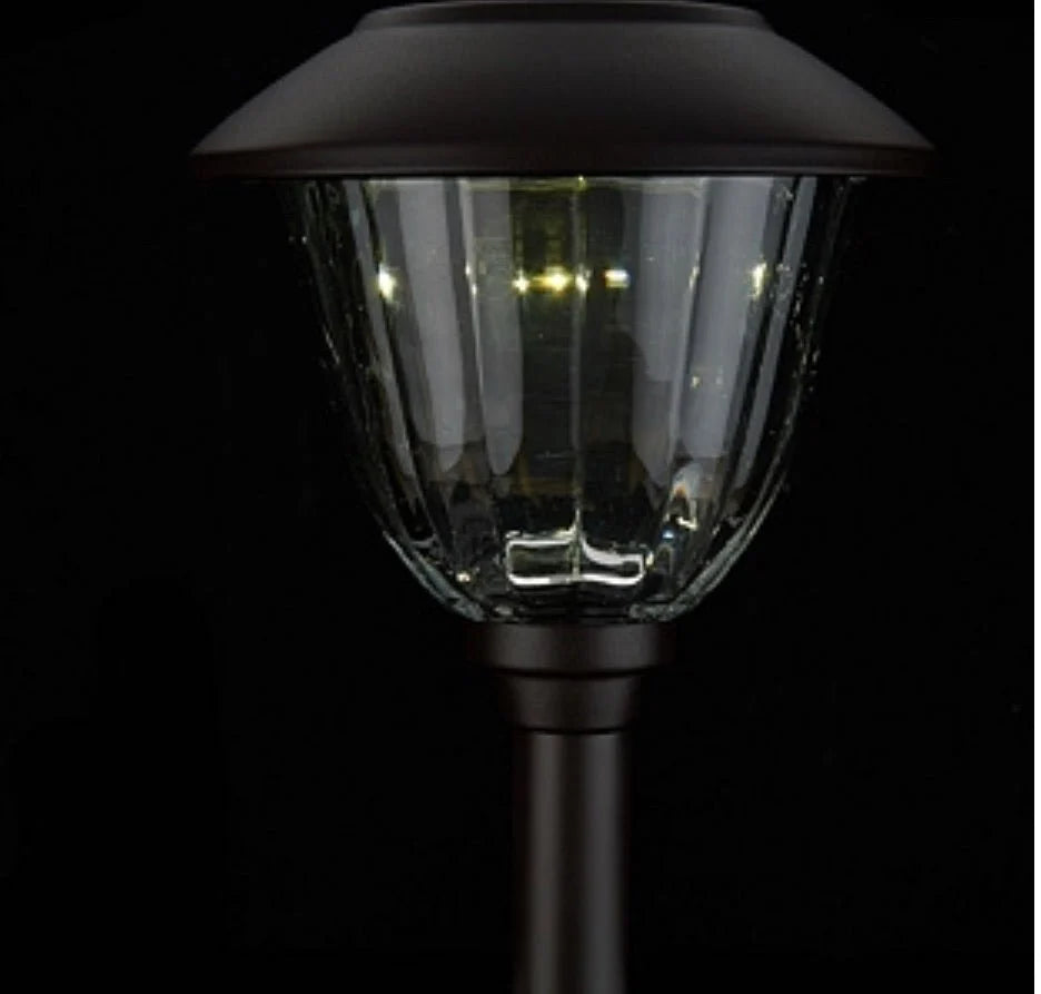 8-Pack Solar Pathway LED Lights in Stainless Steel and Glass