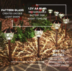8-Pack Solar Pathway LED Lights in Stainless Steel and Glass