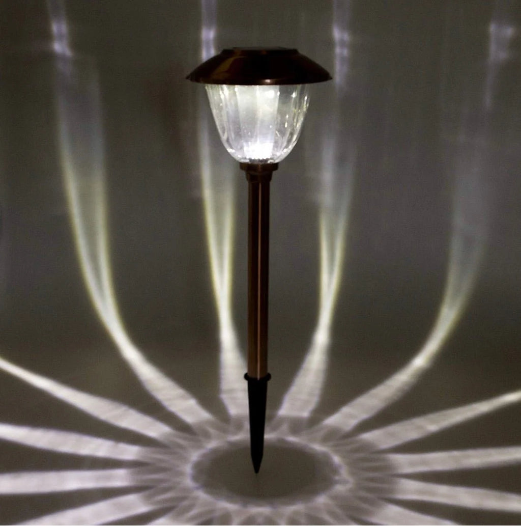 8-Pack Solar Pathway LED Lights in Stainless Steel and Glass