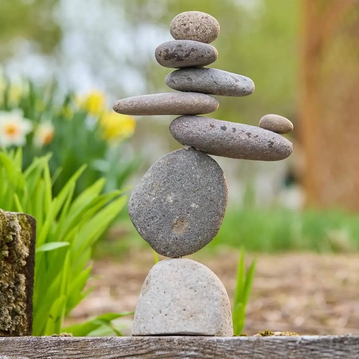 8 Stone Cairn Garden Statue Handcrafted from Reclaimed River