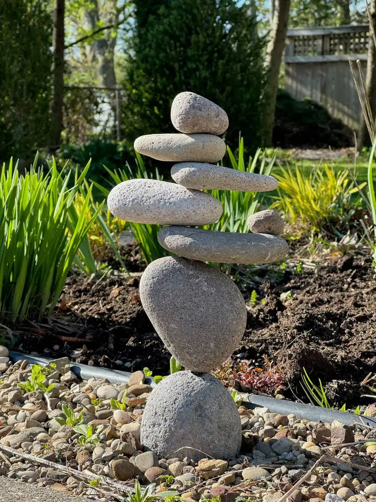 8 Stone Cairn Garden Statue Handcrafted from Reclaimed River