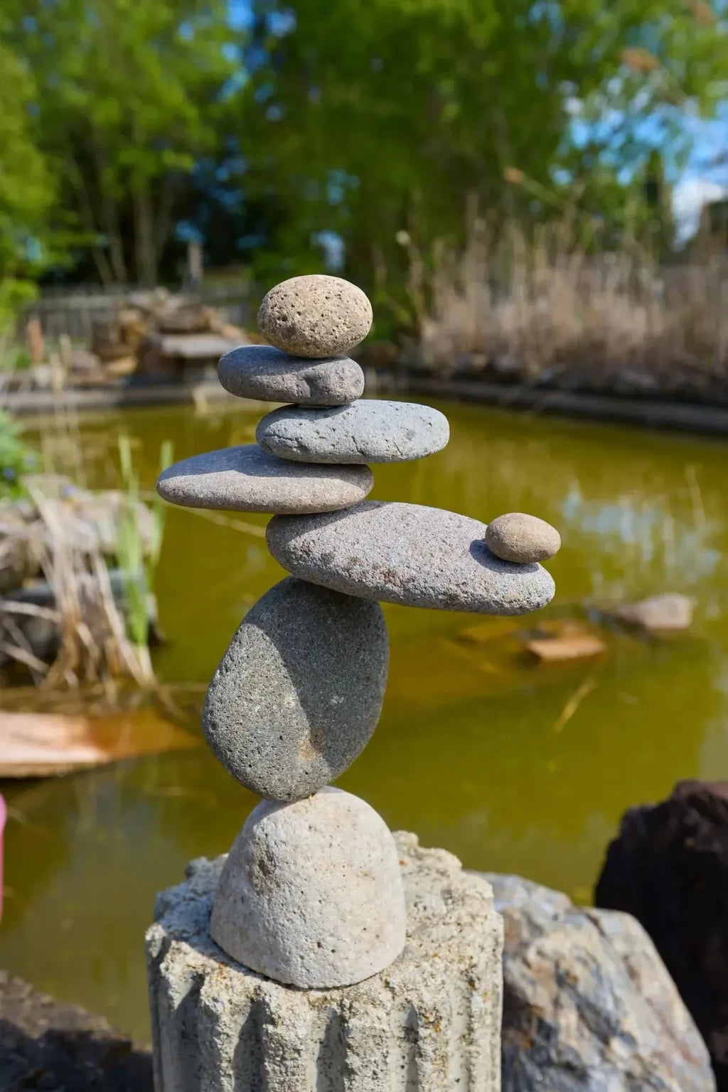 8 Stone Cairn Garden Statue Handcrafted from Reclaimed River