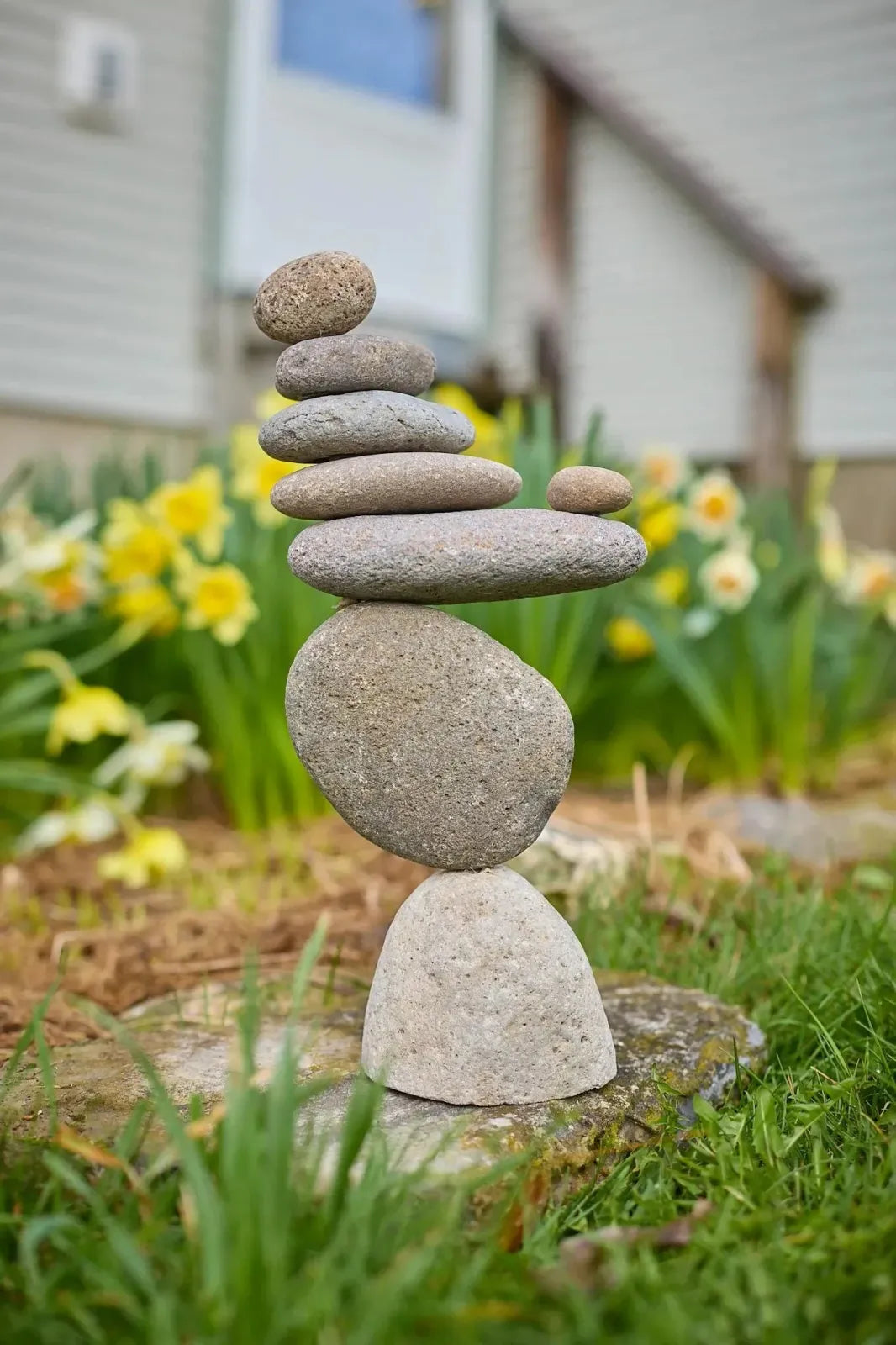 8 Stone Cairn Garden Statue Handcrafted from Reclaimed River