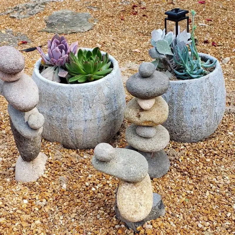 8 Stone Cairn Garden Statue Handcrafted from Reclaimed River
