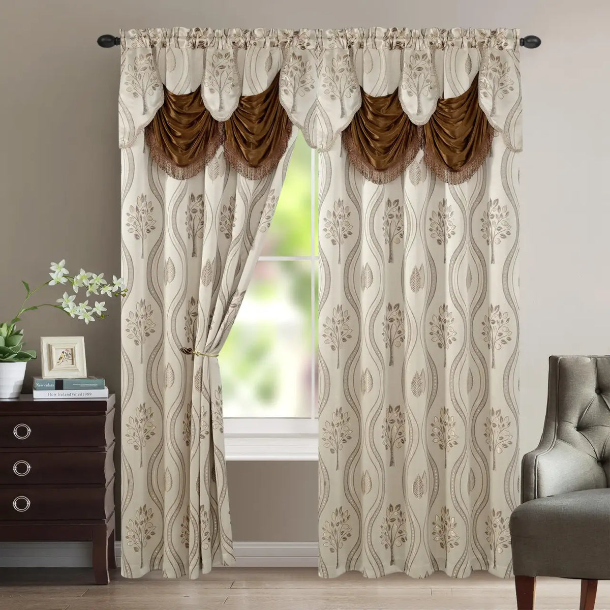 84-Inch Curtain Panel Set, CREAM-54" x 84"