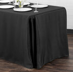 90 x 156 Inch Black Rectangular Polyester Tablecloth with Square Corners for Floor-Length Event Tables