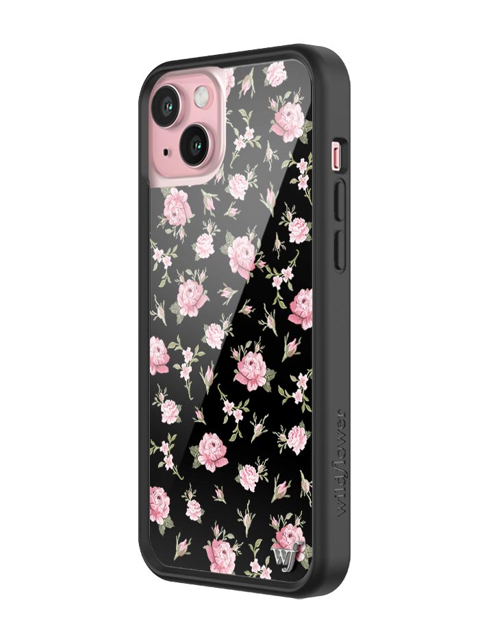 Black and Pink Floral iPhone Case